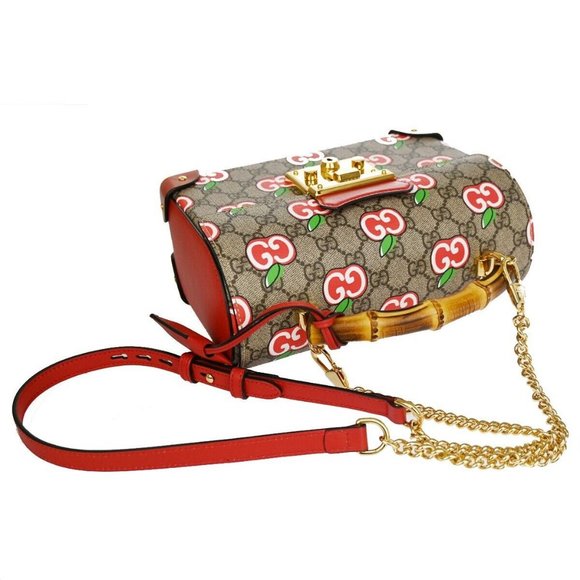 Authentic GUCCI Apple Small Bamboo 2Way Chain Shoulder Hand Bag Supreme Leather - Picture 13 of 16